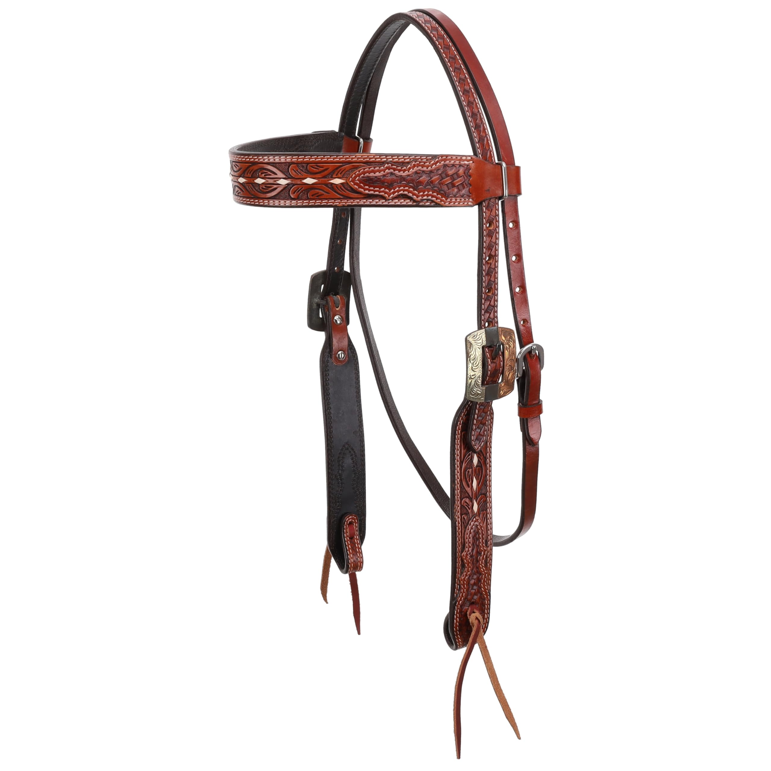 Showman Saddle Stitch Browband Leather Headstall
