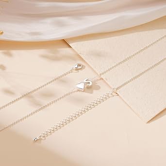 Silver Heart Initial Necklace for Women Teen Girls A-Z Letter Heart Name Pendant Necklaces Personalised Womens Choker Tiny Necklaces Jewellery Birthday Christmas Gifts