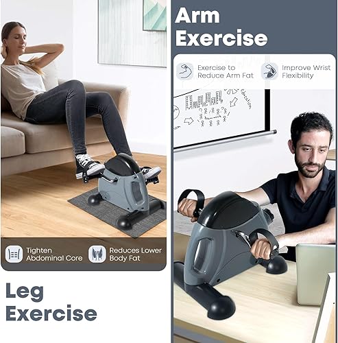 Vista 6 de Mini Exercise Bike, AGM Under Desk Bike Pedal Exerciser Foot Cycle Arm & Leg Pedal Exerciser with LCD Screen Displays