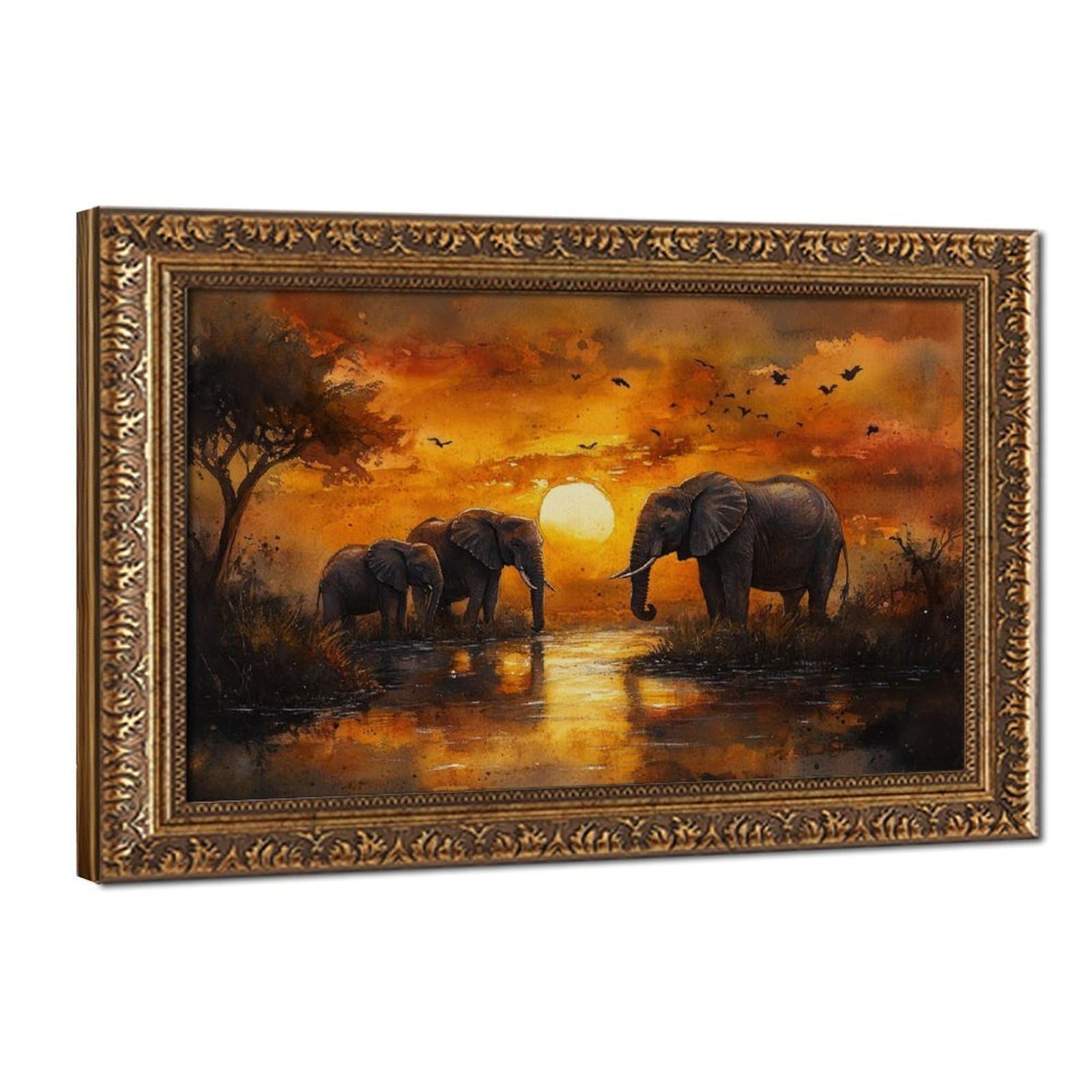 Bareronor Huge Elephant Poster Canvas Poster Bedroom Decor Landscape Office Room Decor Gift 16" L X 24" W