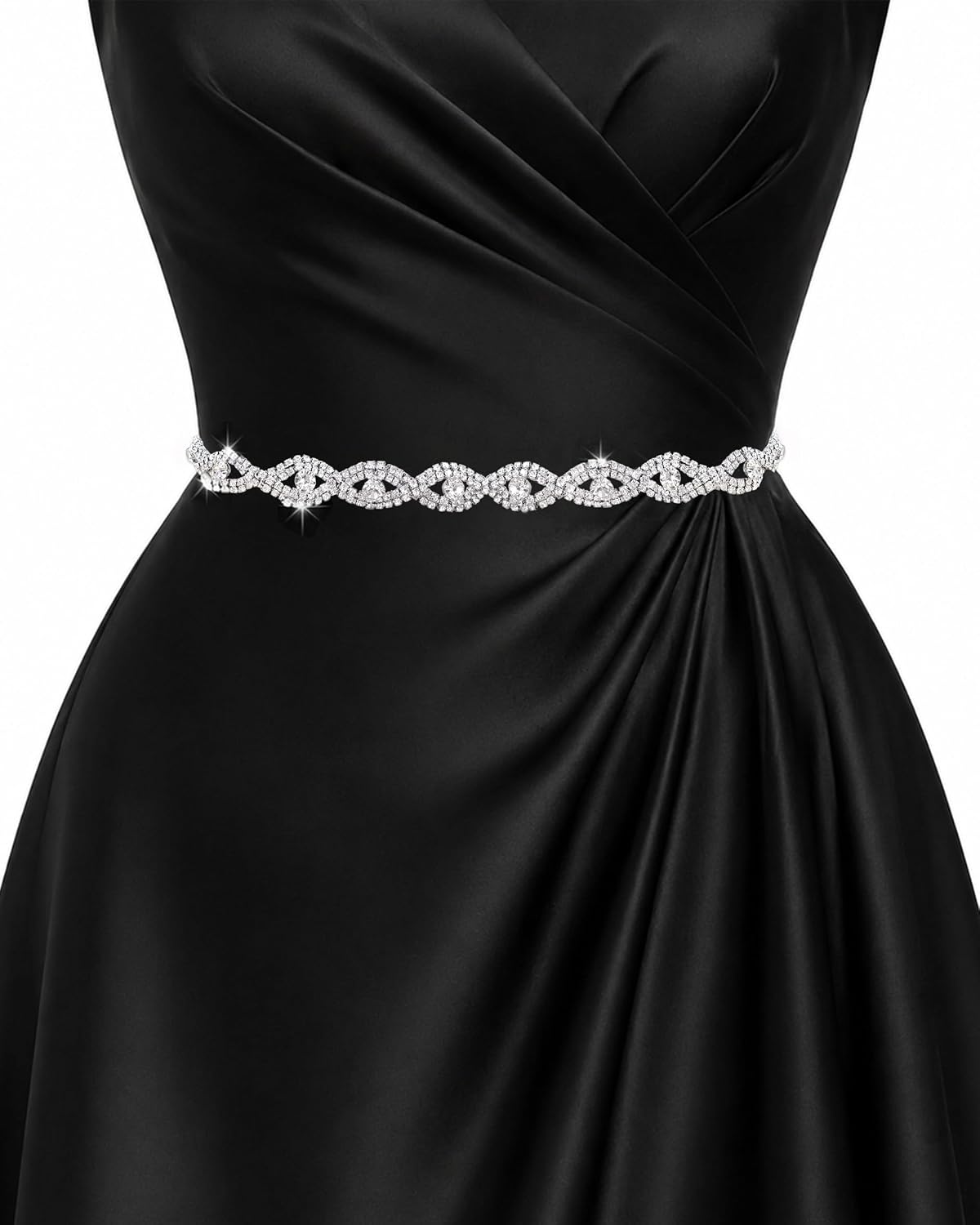 Rhinestone Belt for Women, Sparkly Crystal Chain Waist Belt for Wedding Dress Prom Party Outfit