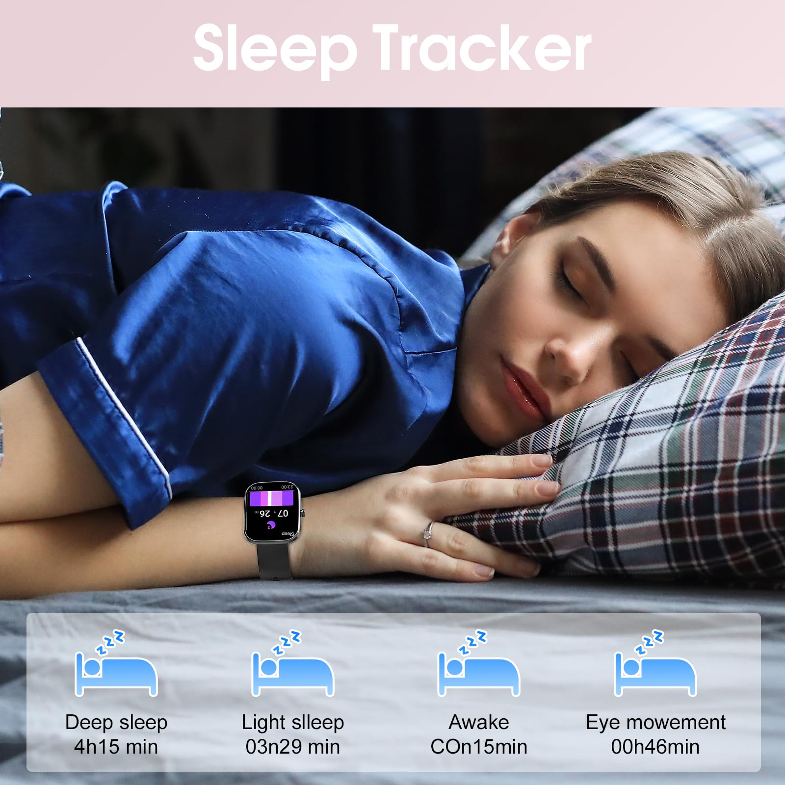 Csasan Smartwatch Uomo Donna con Effettua/Risposta Chiamate, 1.91'' HD Orologio Smartwatch con Contapassi/Sonno/Cardiofrequenzimetro, 110+ Modalità Sportive Fitness Tracker Impermeabile IP68, Rosa