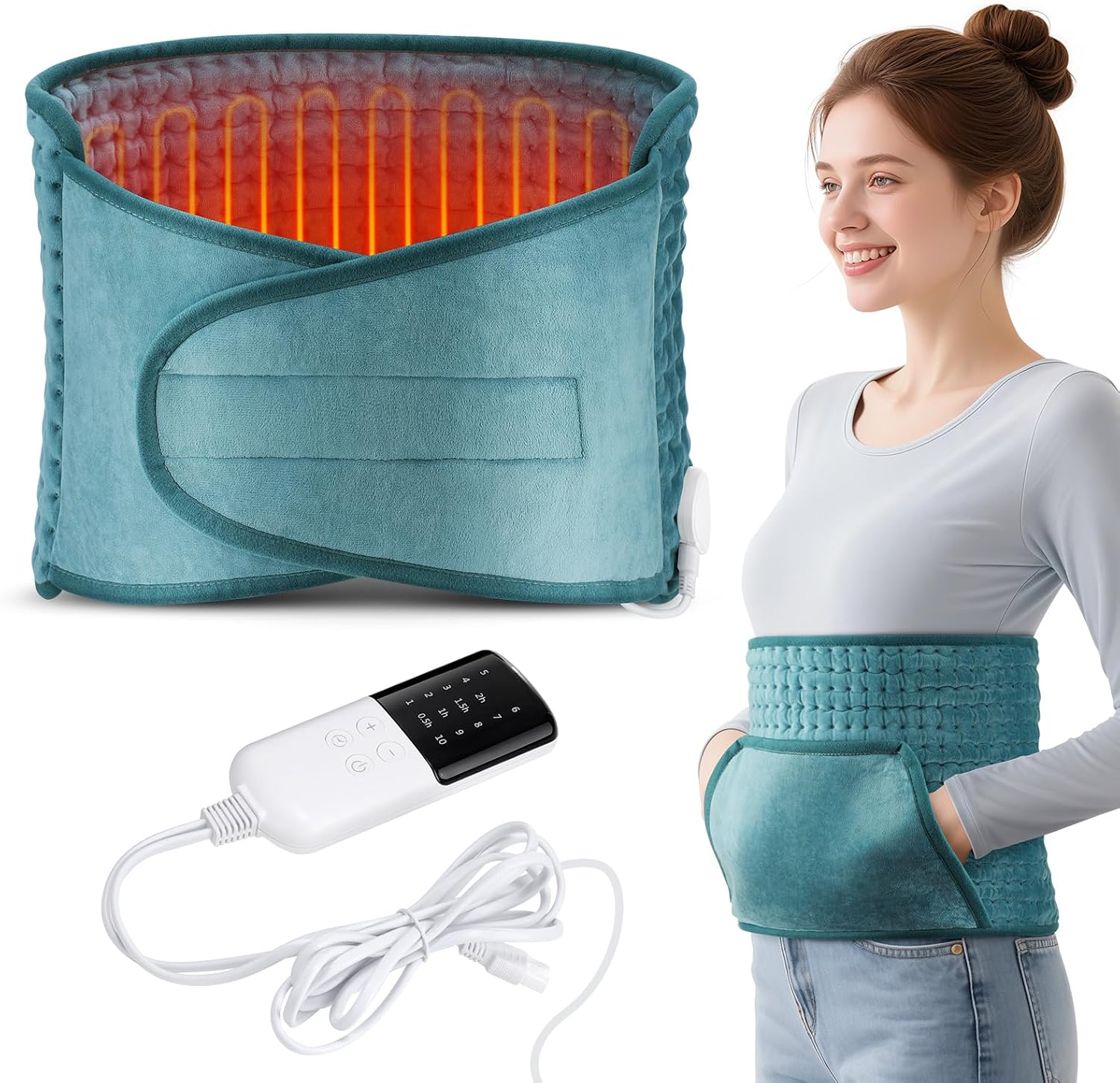 Electric Heating Blanket Against Back Pain 30 x 120 cm Heat Pad for Regular Pain Heated Hand Warmer 10 Heat Settings Automatic Shut-Off Quick Heat Hand Warmer Machine Washable