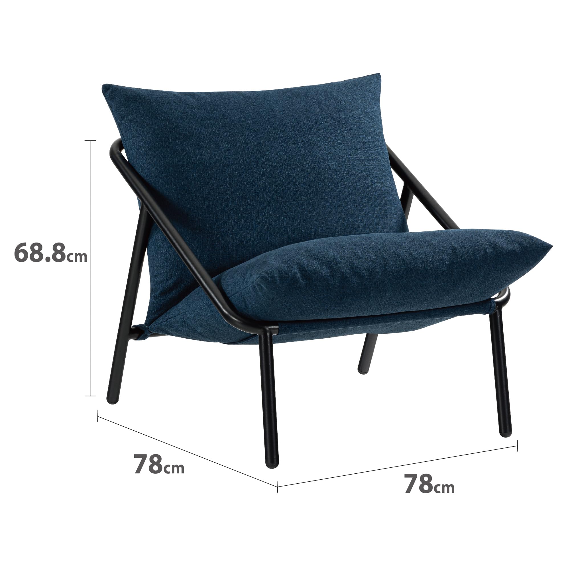 Zinus Ada Loungesessel, Navy blau, Sessel, Metallrahmen mit zerkleinerten Schaumstoffpolstern