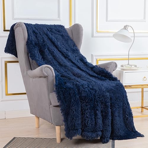 Miniatura 5 de YUSOKI Manta de Piel Sintética Tamaño Individual (Azul Marino, 60" x 80"), Sin Almohadas, de Invierno, Ligera, de Felpa Mullida Suave y Acogedora de