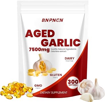 Aged Garlic Extract - 7500mg odorless,Non-GMO, Gluten-Free | Supports Immune Health | Grown Allium Sativum Bulb | Potent Antioxidant Supplement,300 Softgels 1