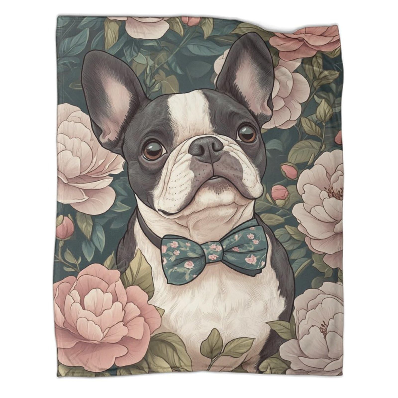 Couverture plaid bouledogue français flanelle douce 180x200cm grand format pour lit