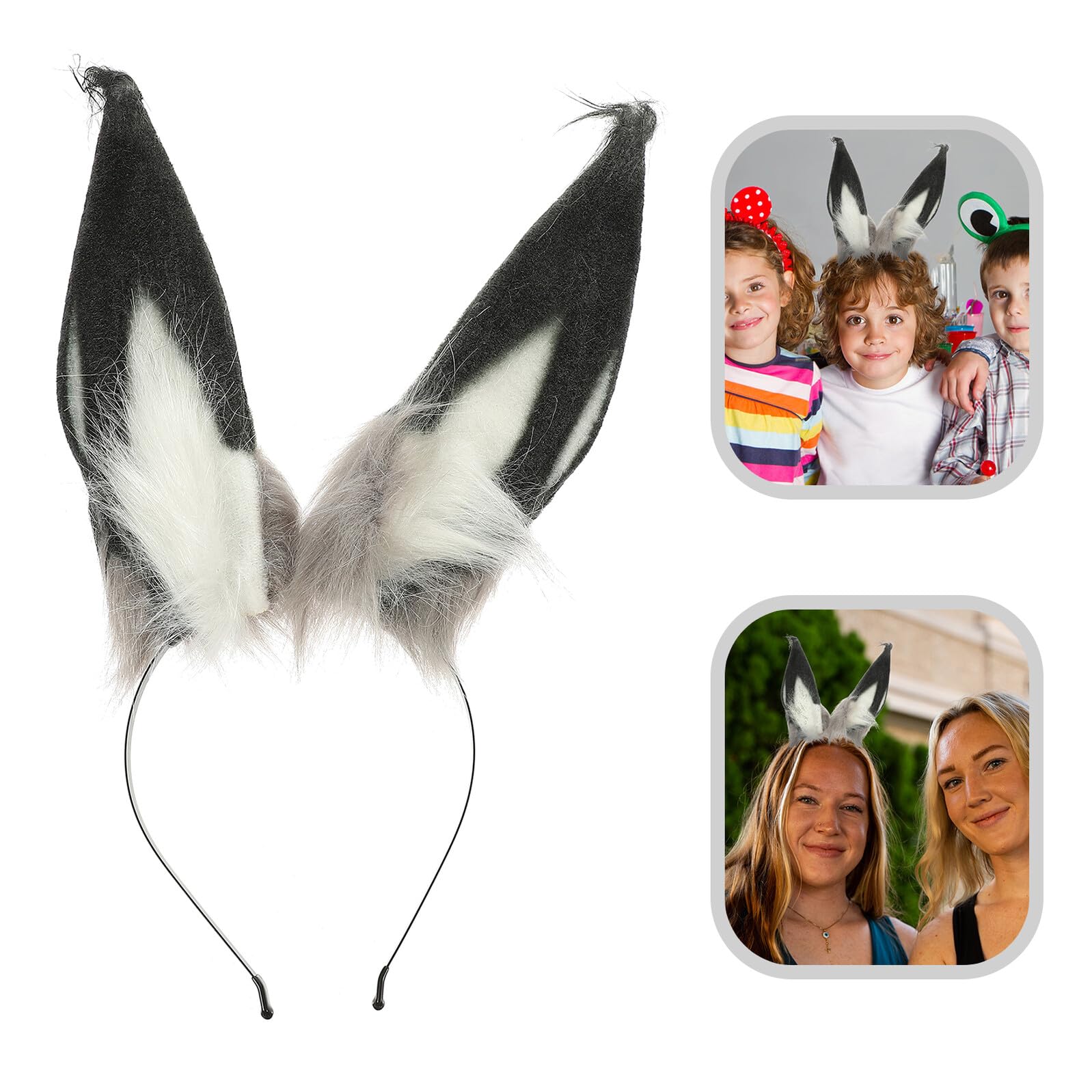 Serre-tête Oreilles Lapin Peluche Douce Bandeau Animalier Fluffy pour Cosplay Pâques Carnaval et Fête Adulte Fille