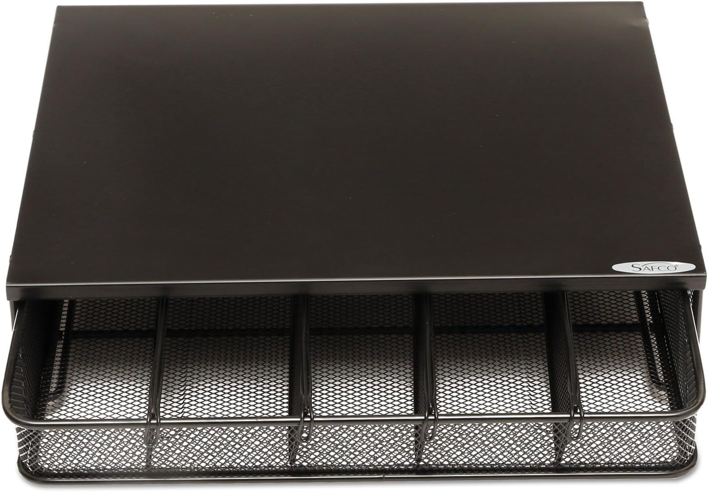 Safco Coffee and Sugar Organizer 3274BL Hospitality Tray, Home, Office, & Hotel, 1 Drawer, Black, 12"W x 11"D x 3 ¼"H