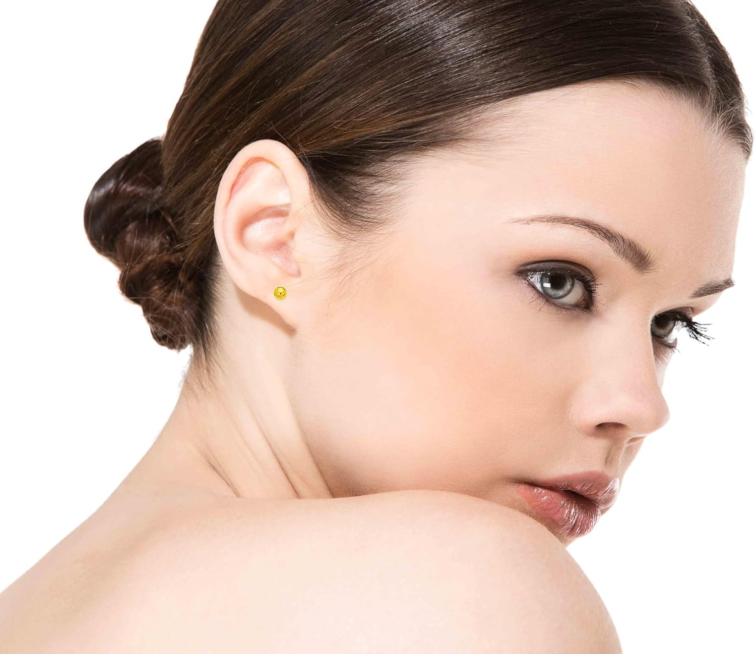 Ritastephens 14k Real Gold Ball Earring With Sturdy Back
