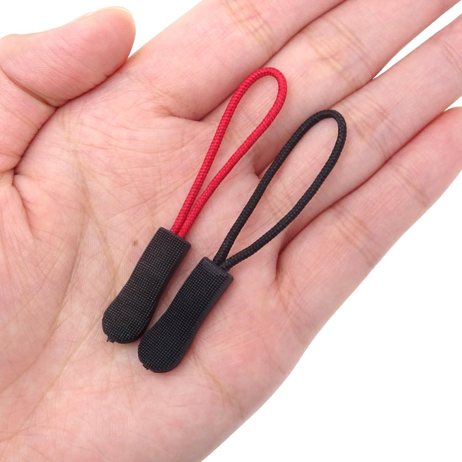 HEAVY DRIVER Nylon Zipper Pull Replacement with Non-Slip Grip – Durable Zipper Extension for Backpacks, Luggage, Jackets & Travel Bags (Black & Red) (Pack of 20pcs) 1