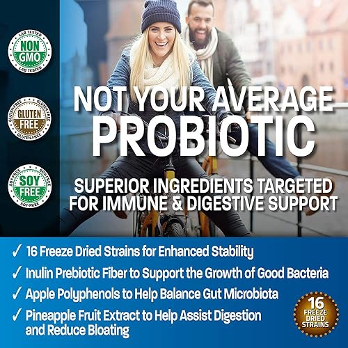 Miniatura 3 de Bronson Probiótico 50 mil millones de UFC + prebiótico con polifenoles de manzana y extracto de fruta de piña para mujeres y hombres sin OMG, 60