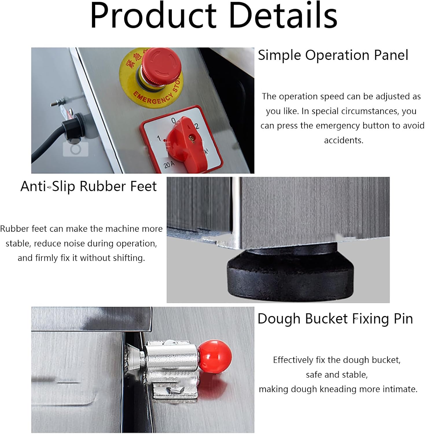 Commercial Dough Mixer, All Stainless Steel Pizza Dough Mixer, with 7.5 kg Kneading Capacity, for Schools Bakeries Restaurants Pizzerias,