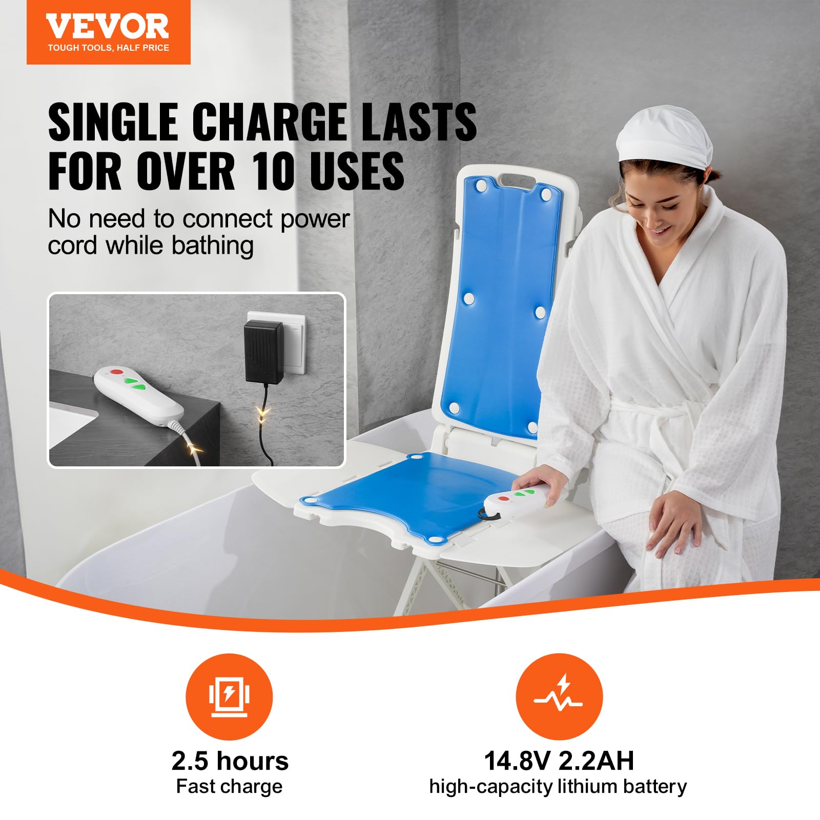 VEVOR Elevador de Silla Eléctrico para Levantar a Personas Mayores del Piso, Altura Ajustable de 77-507 mm, Soporte de Hasta 140,6 kg, 45° para Una Inclinación Cómoda, para Personas Mayores, Pacientes