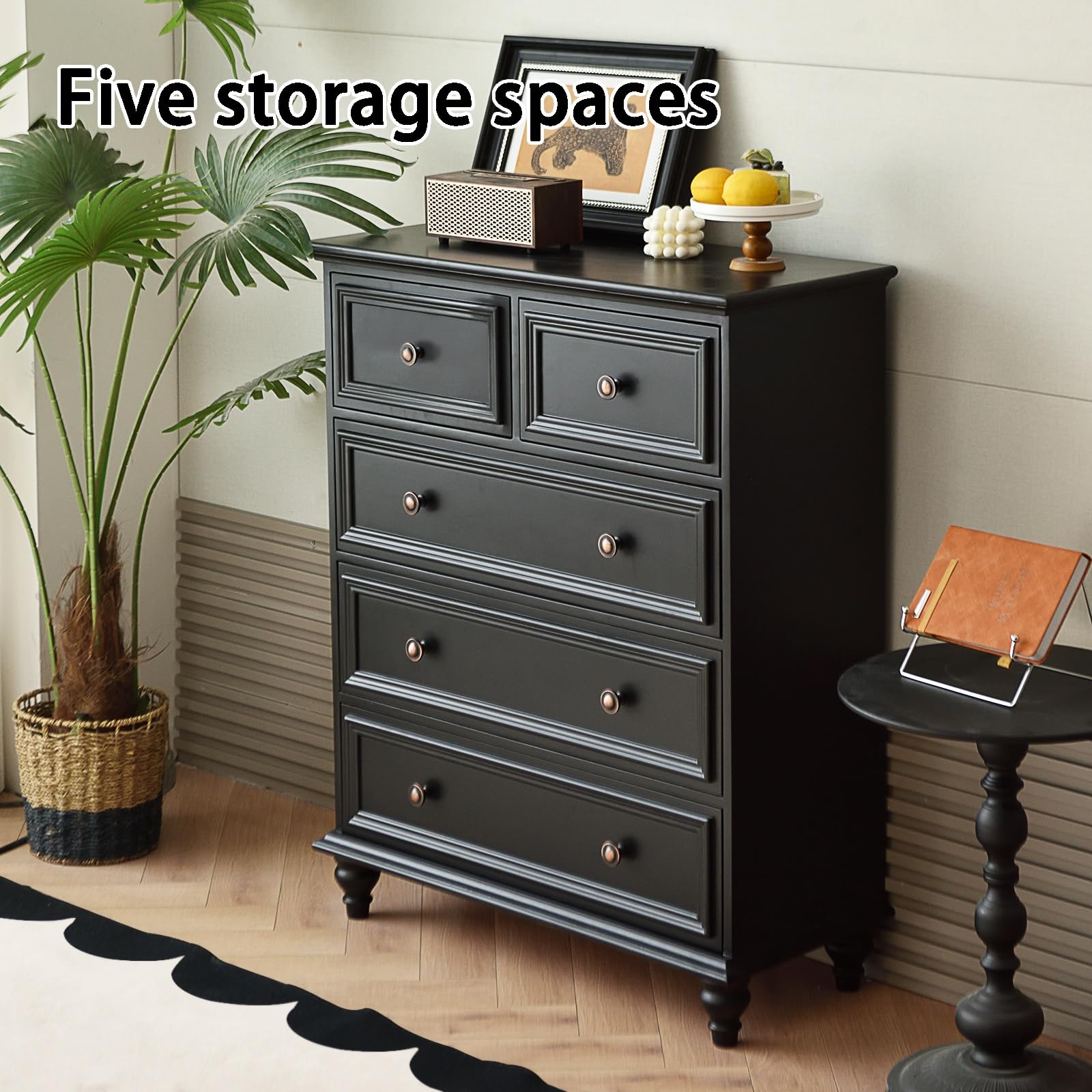 NOYHHAV 5 Drawer Storage cabinets for bedrooms or Home Office,Organization and Storage, Bedroom Furniture Bedroom lockers (Black, 31.5