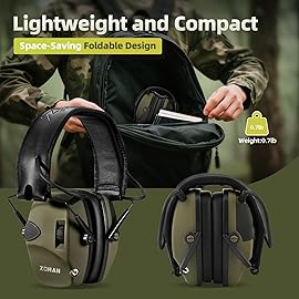 ZOHAN EM054 Electronic Shooting Ear Protection with 4X Sound Amplification 2 Pack,Slim Active Noise Reduction Earmuffs for Gun Range