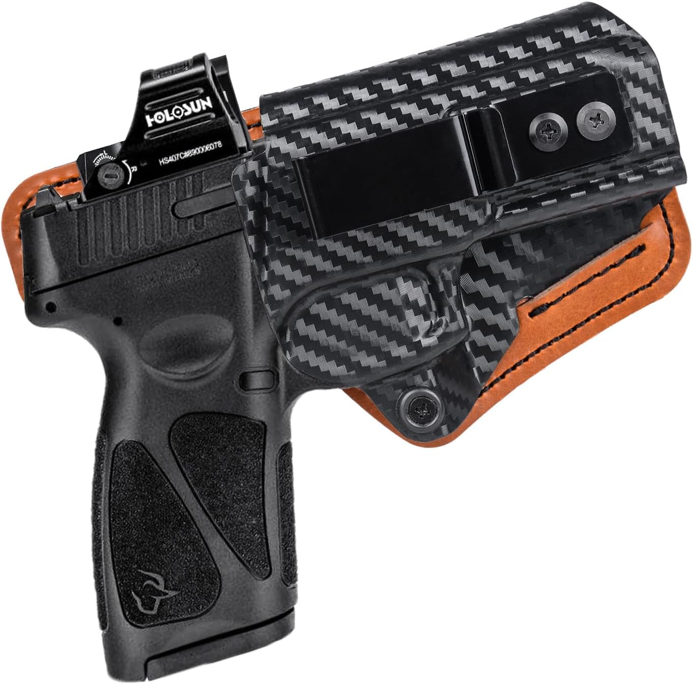 Taurus G3C Holster with Foam Pad Backer, IWB Optics Cut Kydex & Leather Hybrid Holster for Appendix Carry