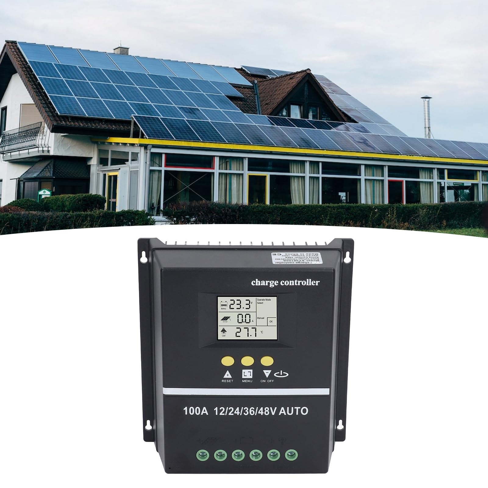 Tbest 100A Sterownik ładowania Słonecznego z Wyświetlaczem LCD