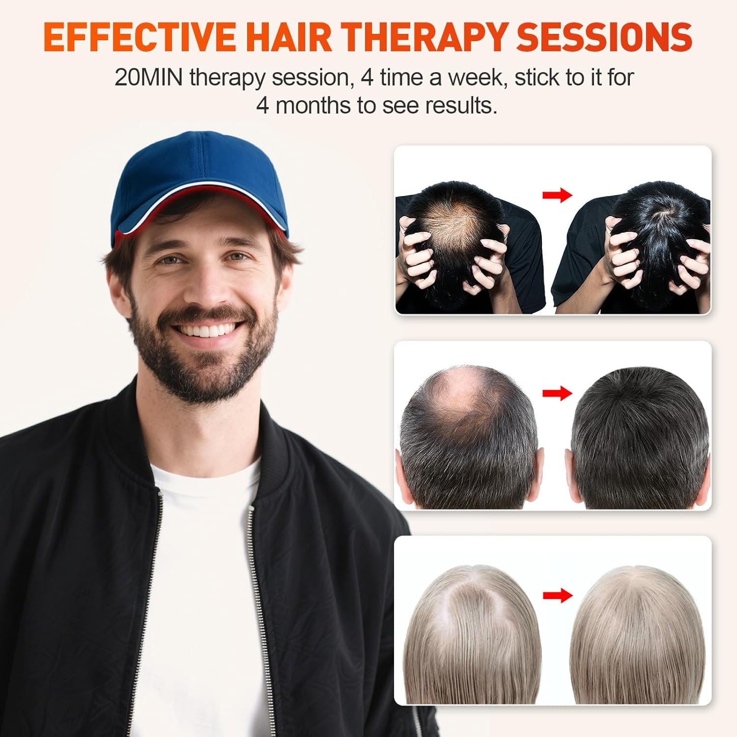 Red Light Cap, Red Light Hat for Head, 630nm 850nm 940nm Infrared Light Cap Adjustable Size, and Pulse Mode - Image 3