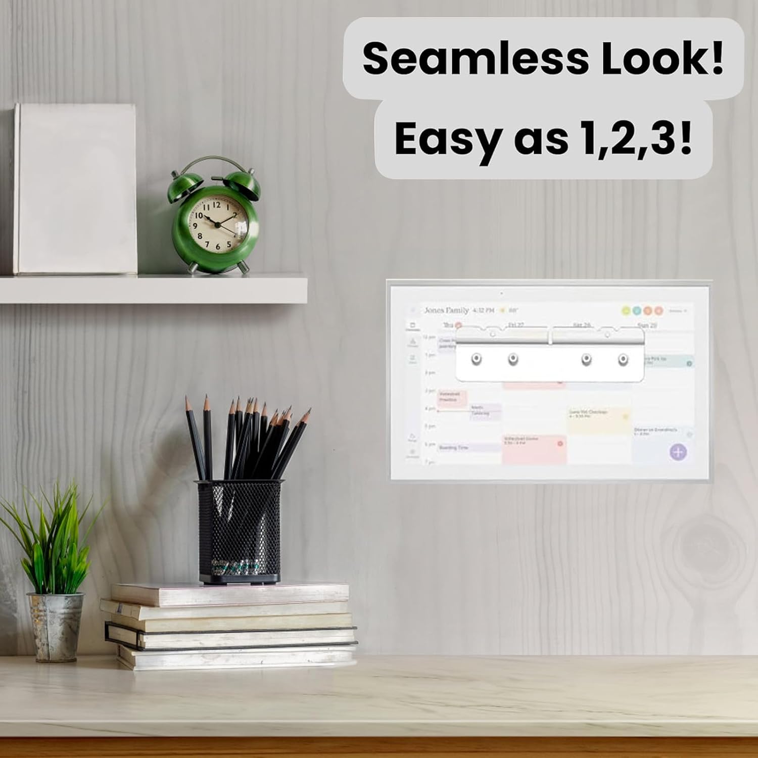 No-drill Wall Mount for Skylight Calendar 15-inch Seamless Hanger with Bubble & Nails Damage-free Flush Mount Bracket for Skylight Digital Calendar
