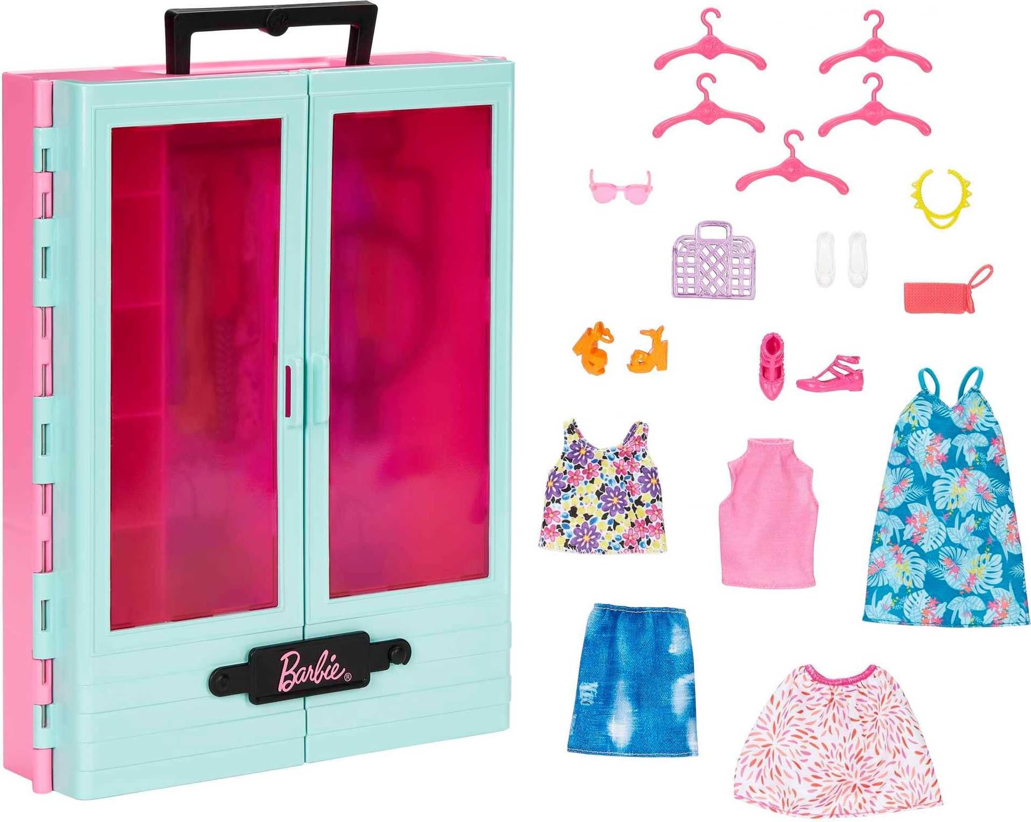 Barbie Brand Armario, Incluye Ropa, Accesorios, Zapatos y Perchas, Regalo para niñas y niños de 3 a 8 años (Mattel HKR92)