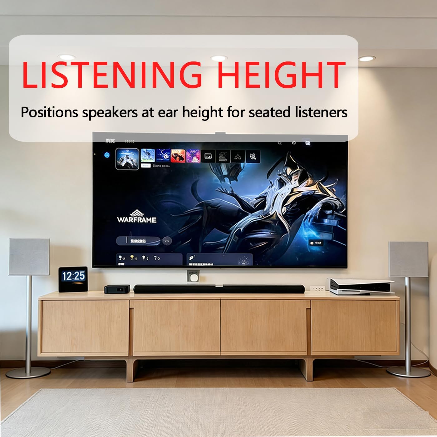 Aluminum Floor Stand for Sony BRAVIA Theater Quad HT-A9M2 Speakers - Premium Speaker Stand with Cable Management and Modern Design (2 Pairs of Square Bases)