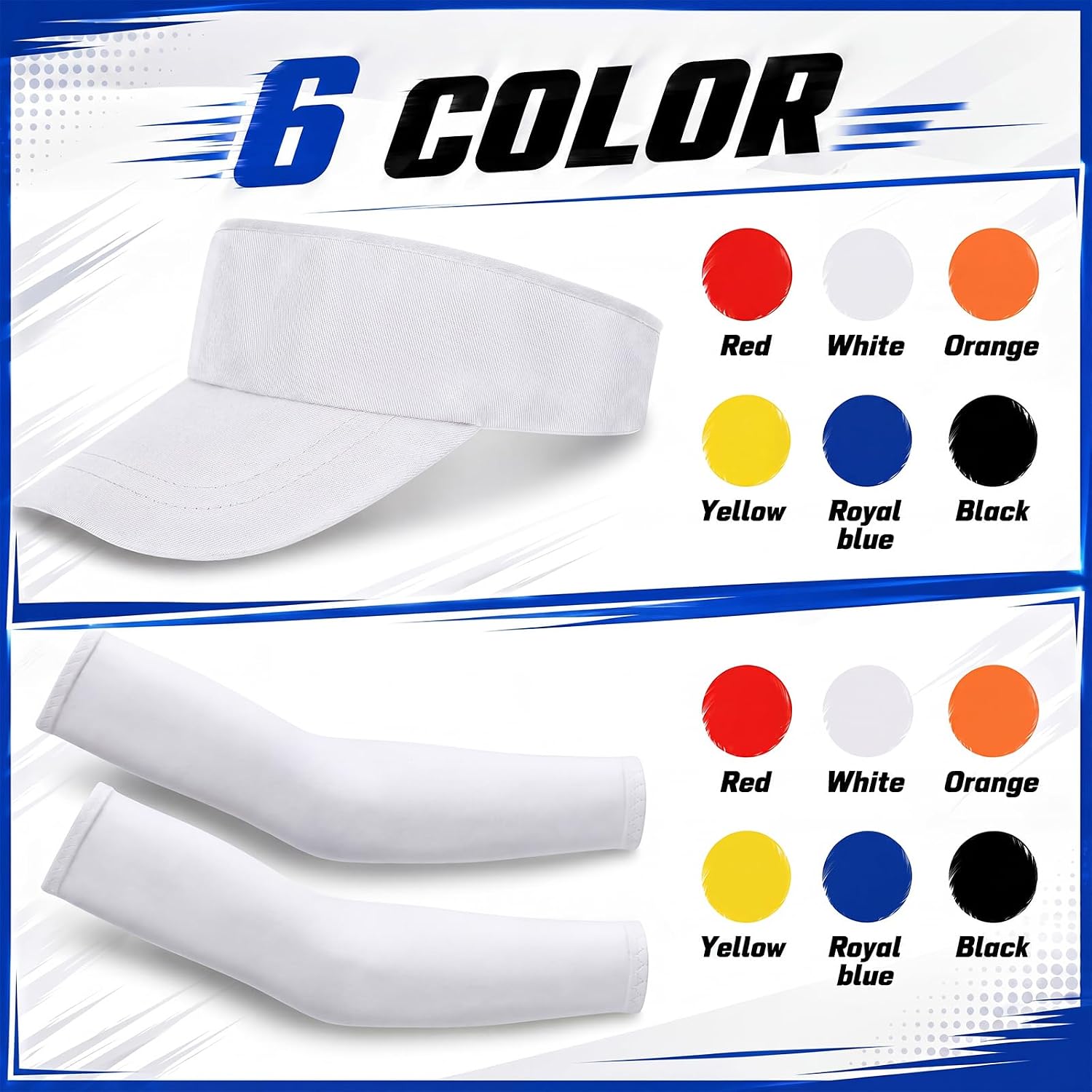 Twistover 12 Pcs Sport Sun Visor Hats and Arm Sleeves Adjustable Athletic Visor Cap Sport Hat for Men Women Hiking Multicolor