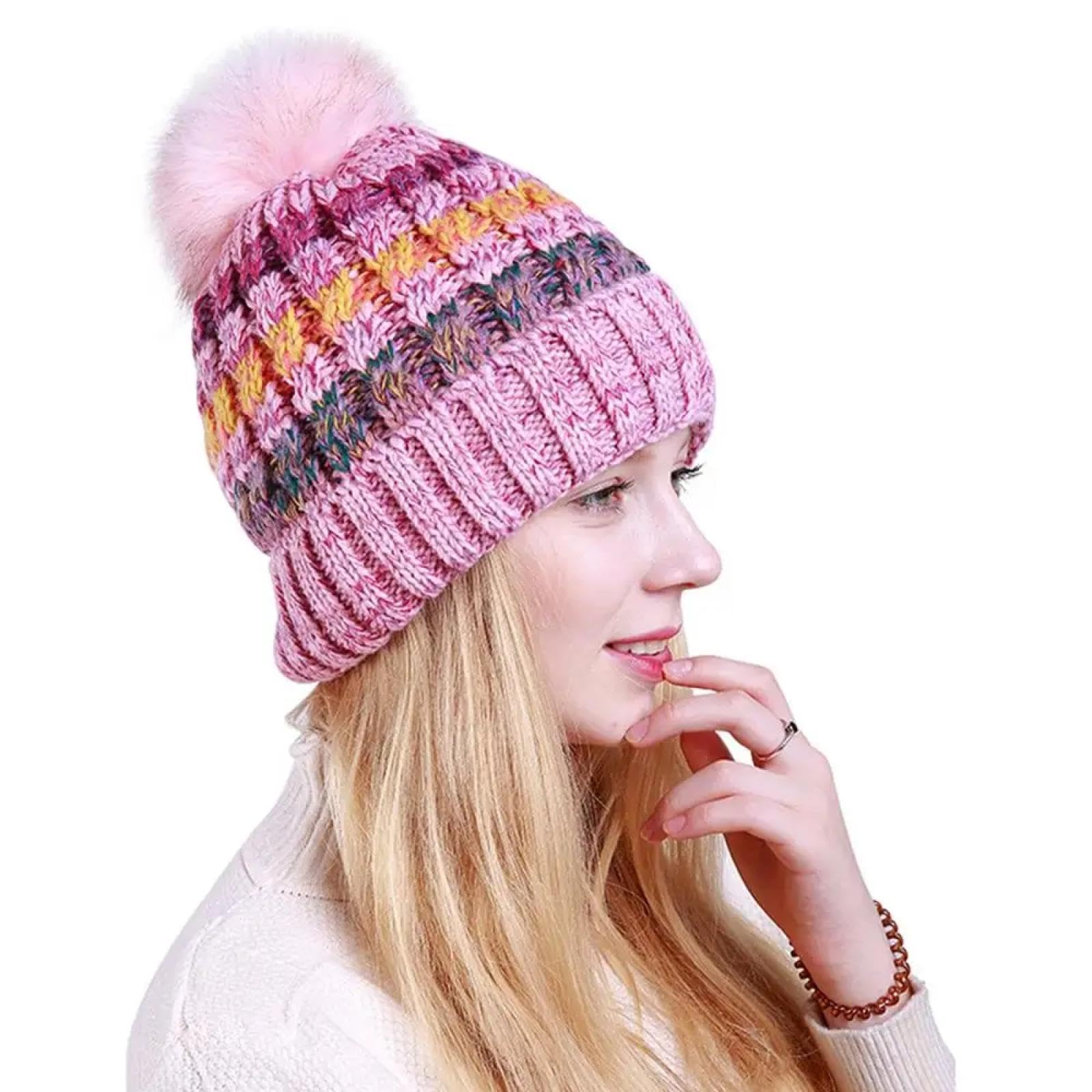 Berretti in Maglia Cappelli Cappellini Berretti Donne Inverno Caldo Berretto Cappello Paraorecchie Antivento Morbido cap