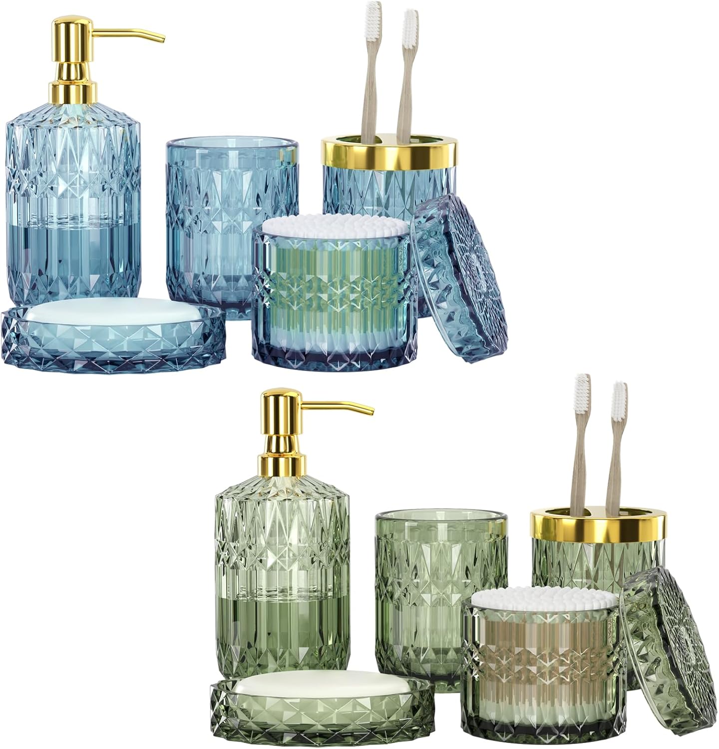 10 PCS Green and Blue Bathroom Accessories Set