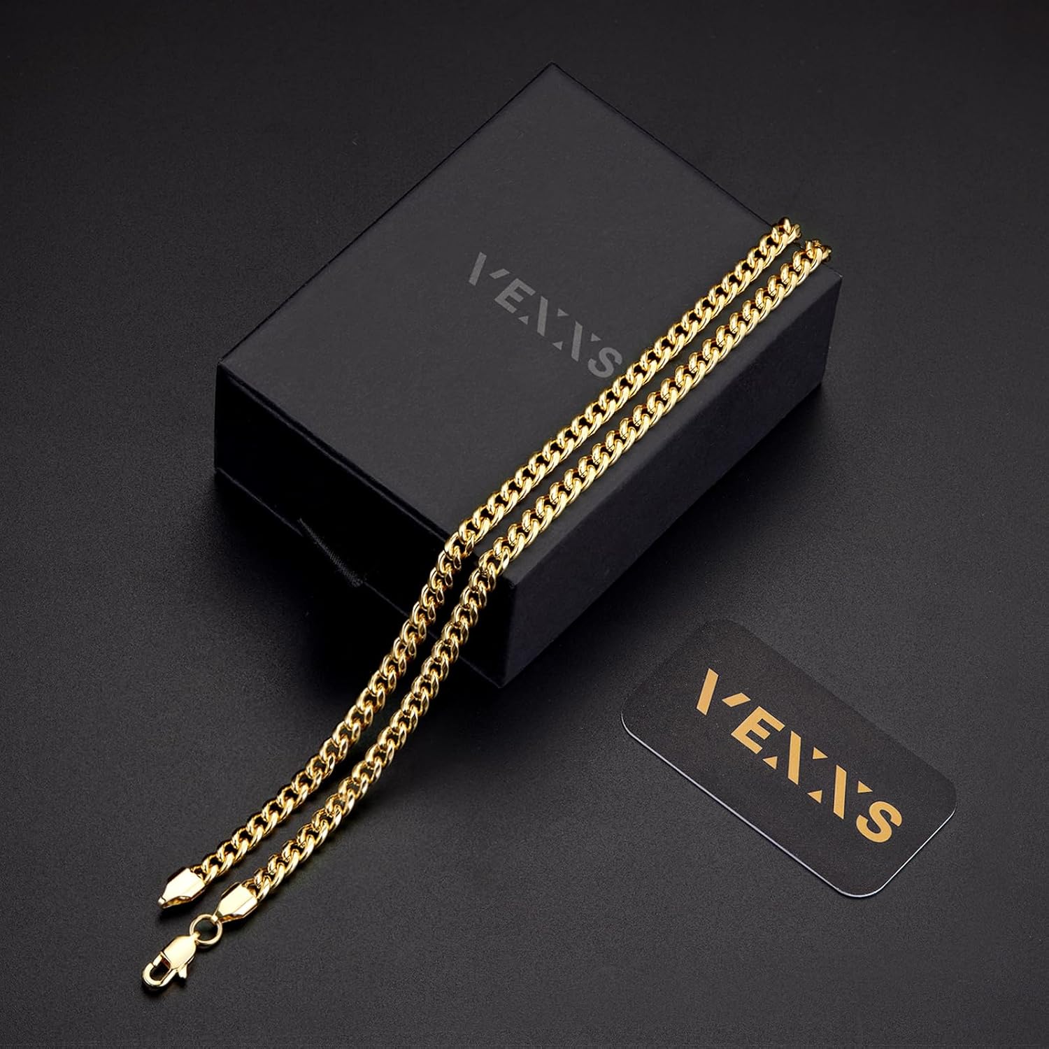 VEXXS Men's Gold Chain, 14K Real Gold Plated Miami Cuban Link Chain, Durable No Color Fading 4mm 5mm Men’s Necklace Chain - Image 6