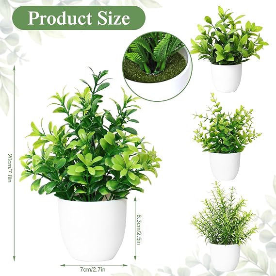 Betylifoy 4 PCS Mini Artificial Potted Plants Small Fake Plants