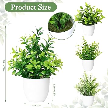 Betylifoy 4 PCS Mini Artificial Potted Plants Small Fake Plants