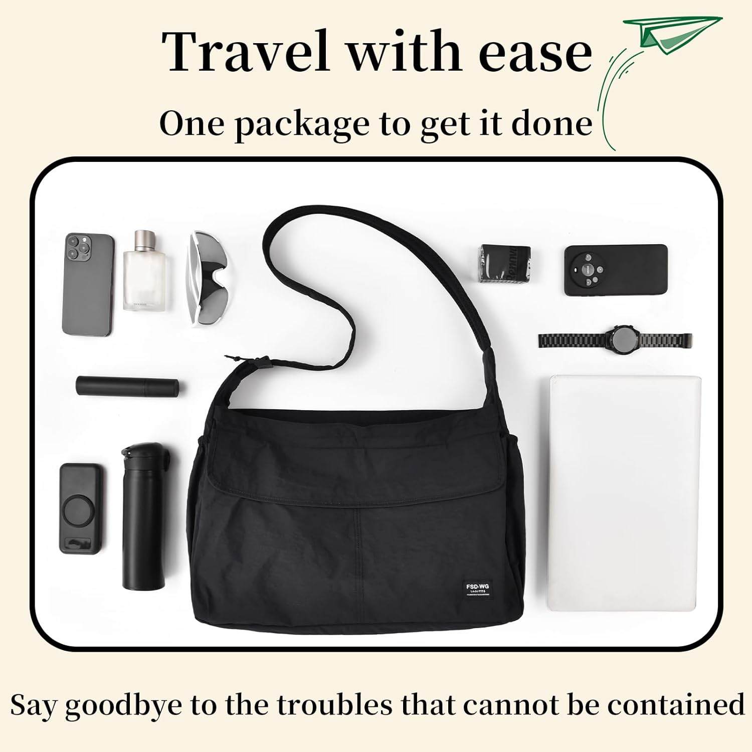 FSD.WG Men Messenger Bag Laptop Bag Shoulder Bag Large Capacity Computer Casual Bag for Work College Travel - Image 5