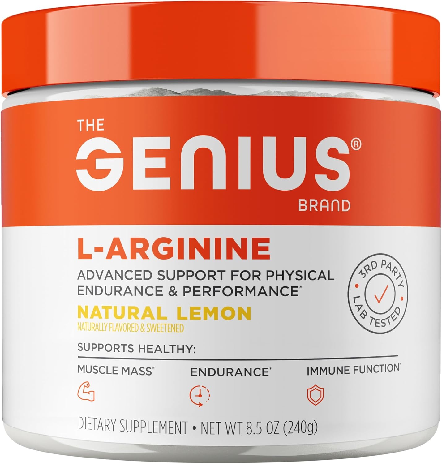 Genius L-Arginine Nitric Oxide Powder – Fermented L- Arginine Nutritional Supplements & Nitric Oxide Booster – Pre Workout, Natural Muscle Builder – 30 Servings, Lemon