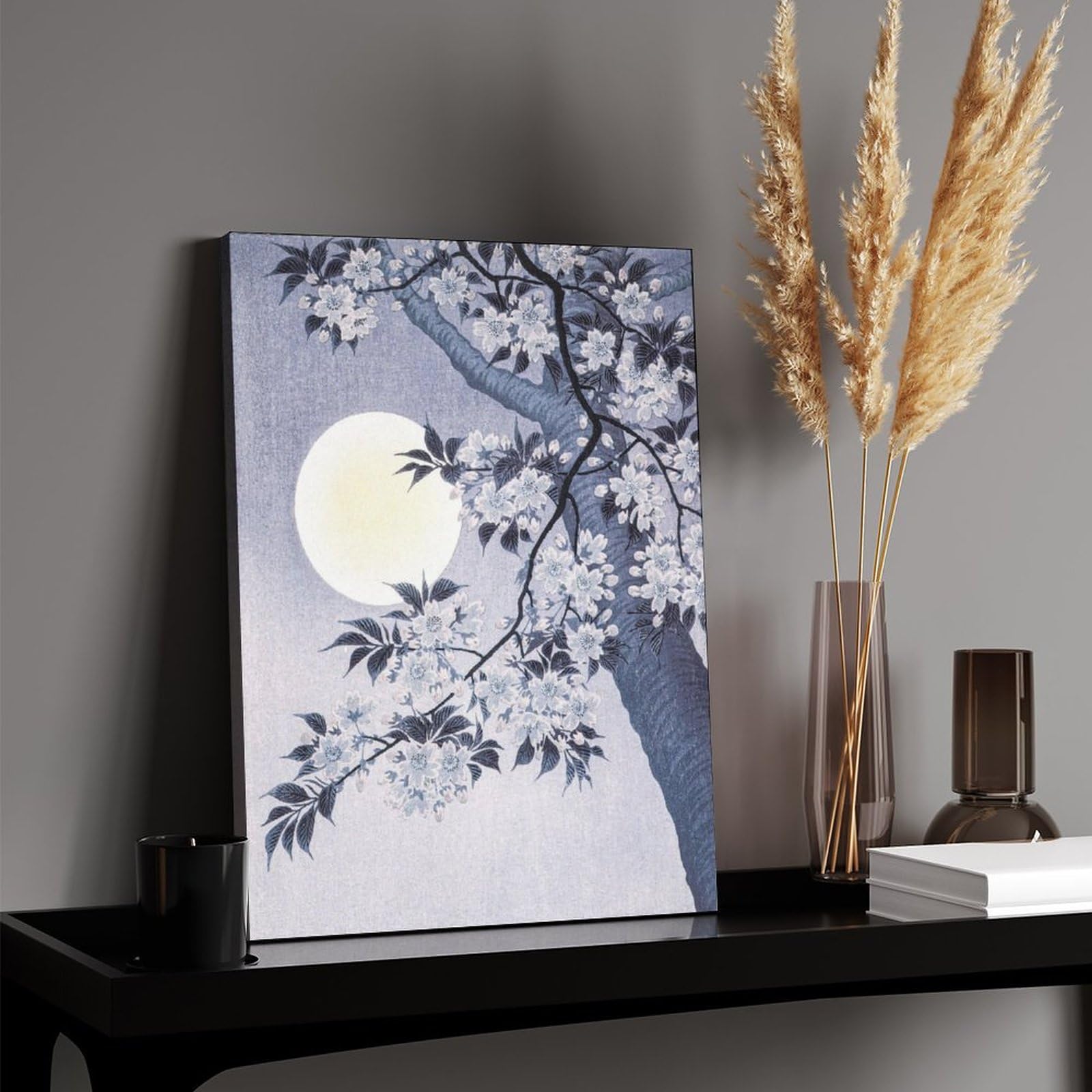 Amazon.co.jp: 絵画 咲く桜と月インテリア 絵画 日本の伝統的な