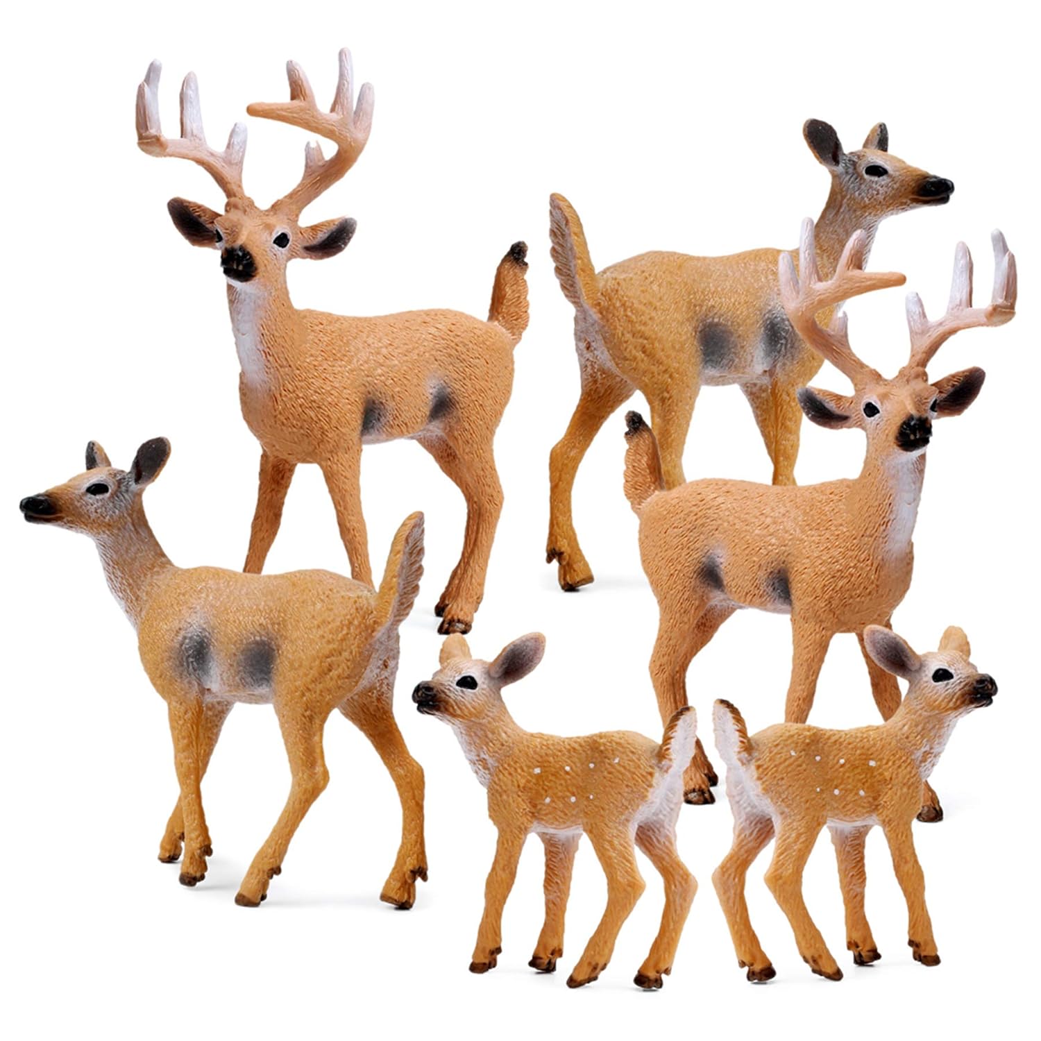 Buy Miniature Deer Family Toy Figurines Set of 6 Figures, White