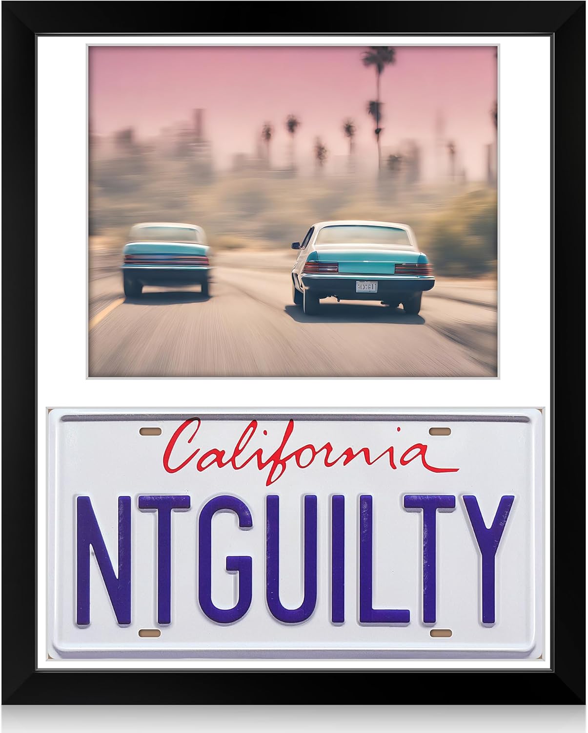 License Plate Wall Frames, 10 x 8 Photo Display Frame with 12 x 6 Fashion Black Display Licenses Plate Cover, 98% UV Protection Polystyrene License Stand with Hook