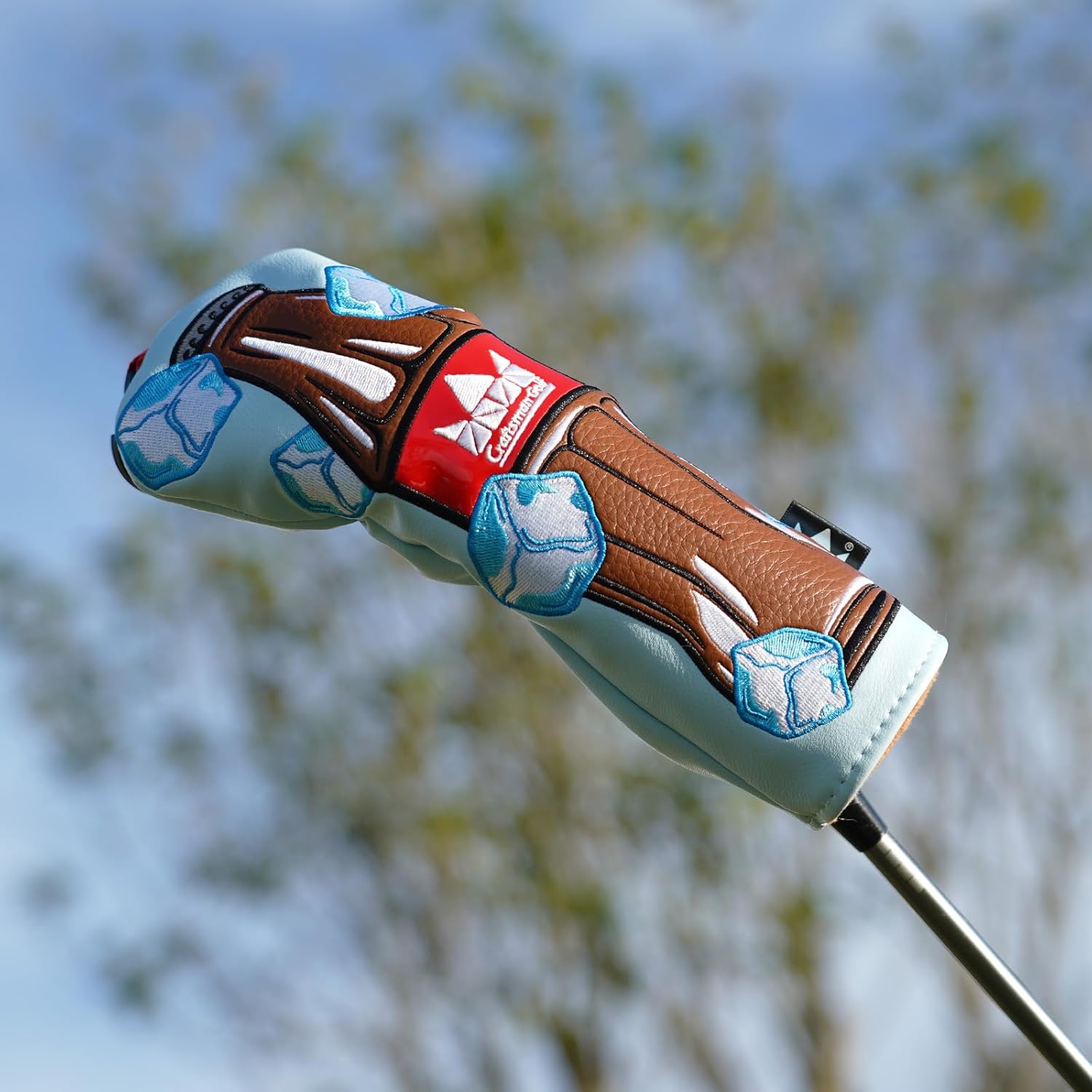 Ice Blue Golf Club Covers for Woods and Driver Rescue Hybrid Fairway Headcover Gift for Men Women