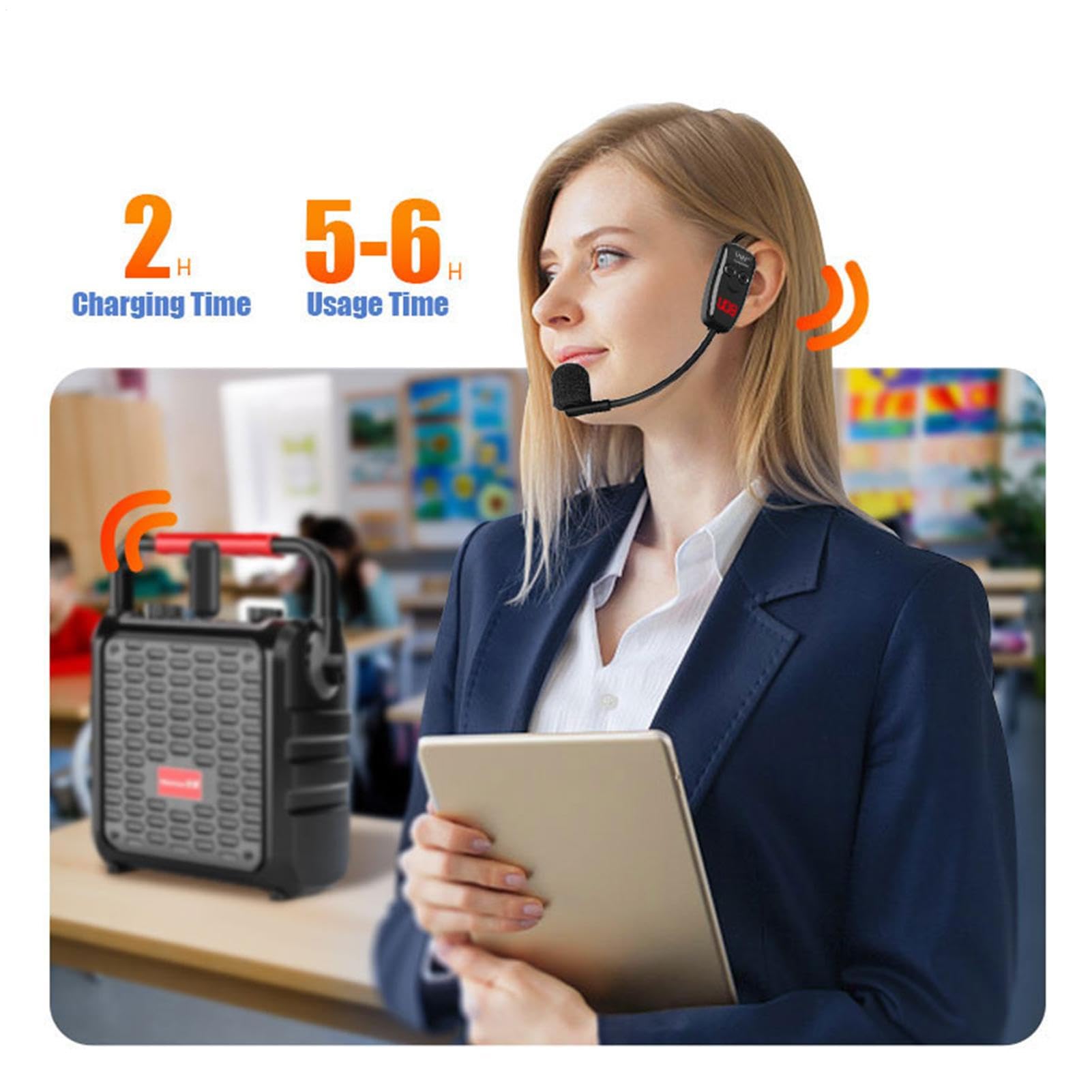 Microfono per auricolari fitness | Microfono wireless a mano e ad archetto - Microfono a mano Amplificatore vocale, Altoparlante palcoscenico in un'area aperta, che q