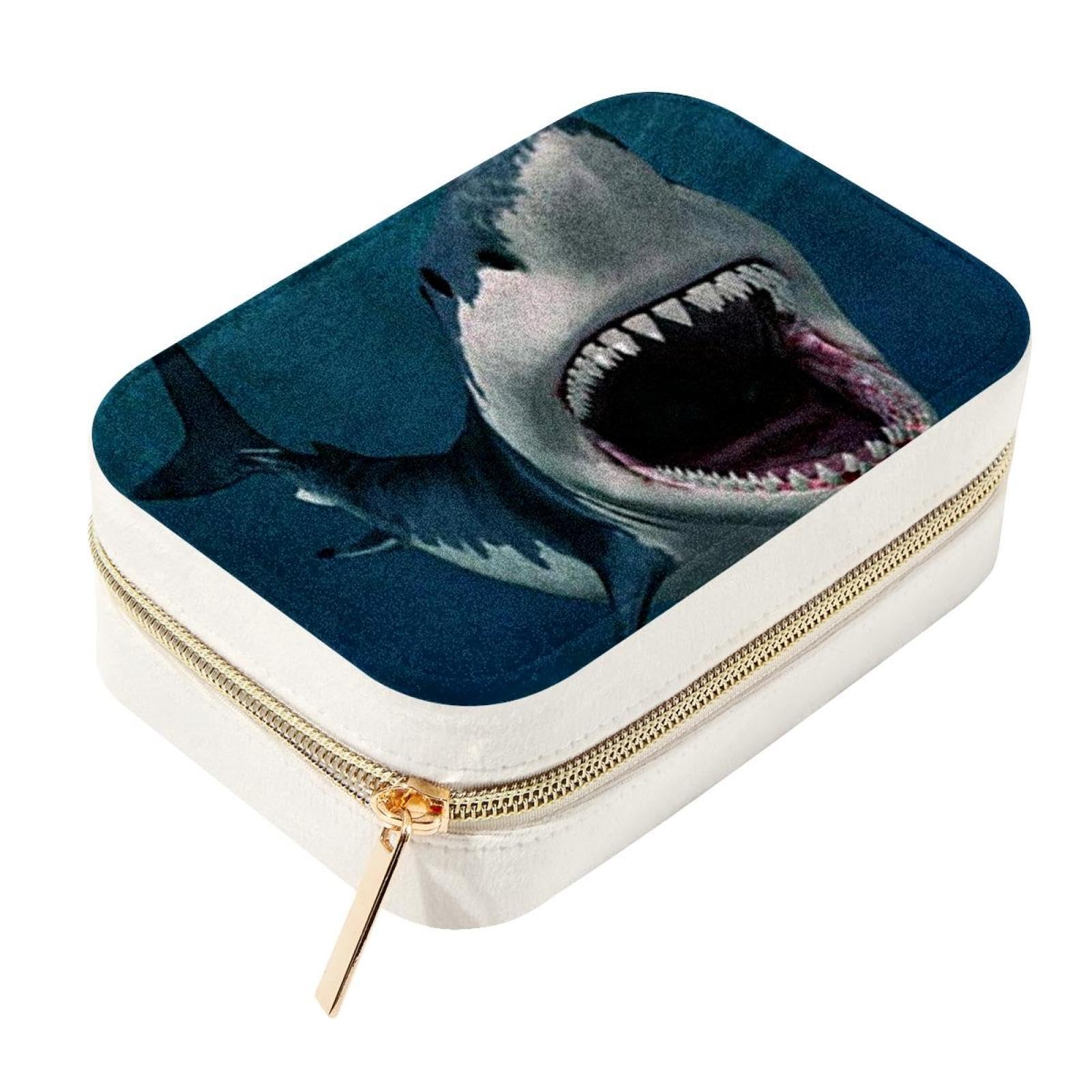 Boîte à bijoux en velours motif requin, le cadeau idéal pour fille