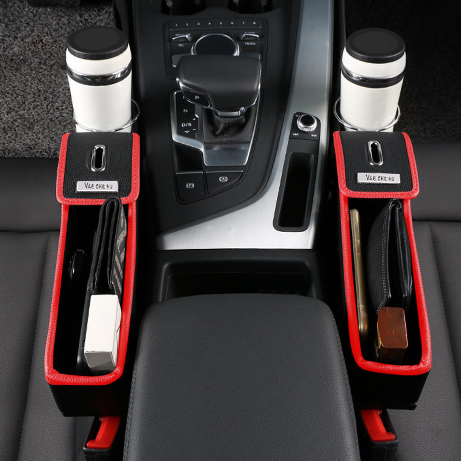 Organizer Per Fessura Sedile Auto Filler Laterale Portabevande | 2 Tasche Extra Laterali Console Portaoggetti Per Telefoni, Occhiali, Chiavi E Carte, Veicoli