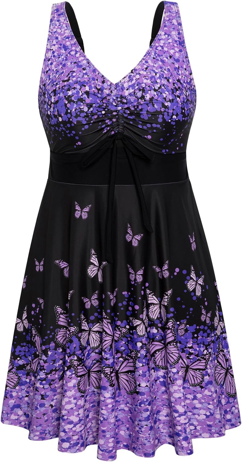 Arolina Plus Size Swimdress for Women High Waisted Tummy Control Tankini Bathing Suits Two Piece Swimsuits with Boyshorts - Image 4