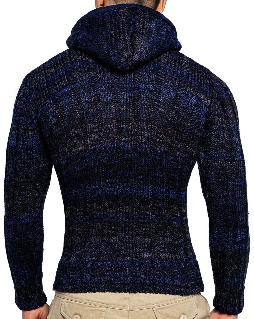 Leif Nelson Giacca Uomo in Maglia con Cappuccio Cardigan LN-20525