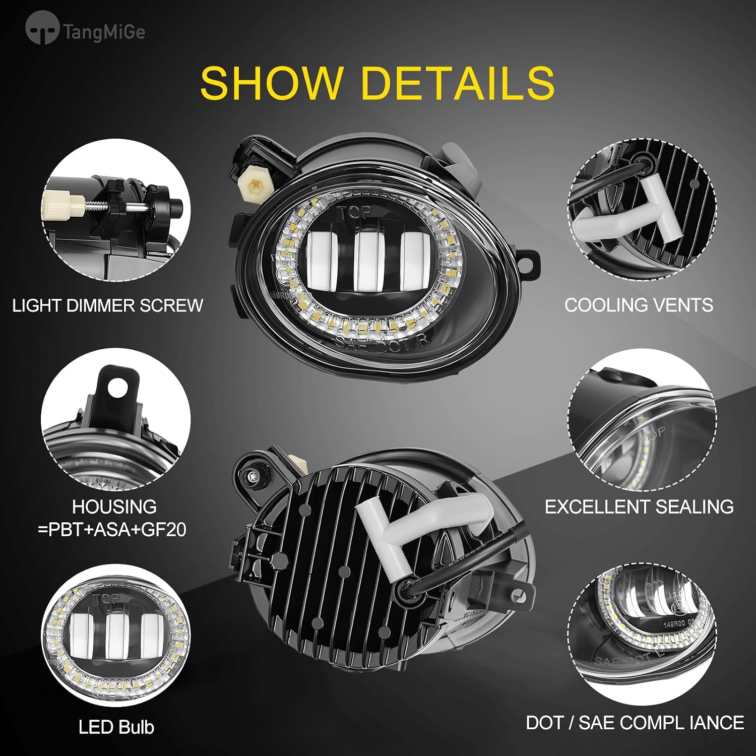 TangMiGe LED Fog Lights for 2000-2006 BMW (E46 M3 E39 M5) / 3 Series (320i 323i 325i 325xi 330i 330xi Sedan w/Sport Package, 325i 325xi Wagon w/Sport Package), 1 Pair Fog Lamps (LED Bulb)