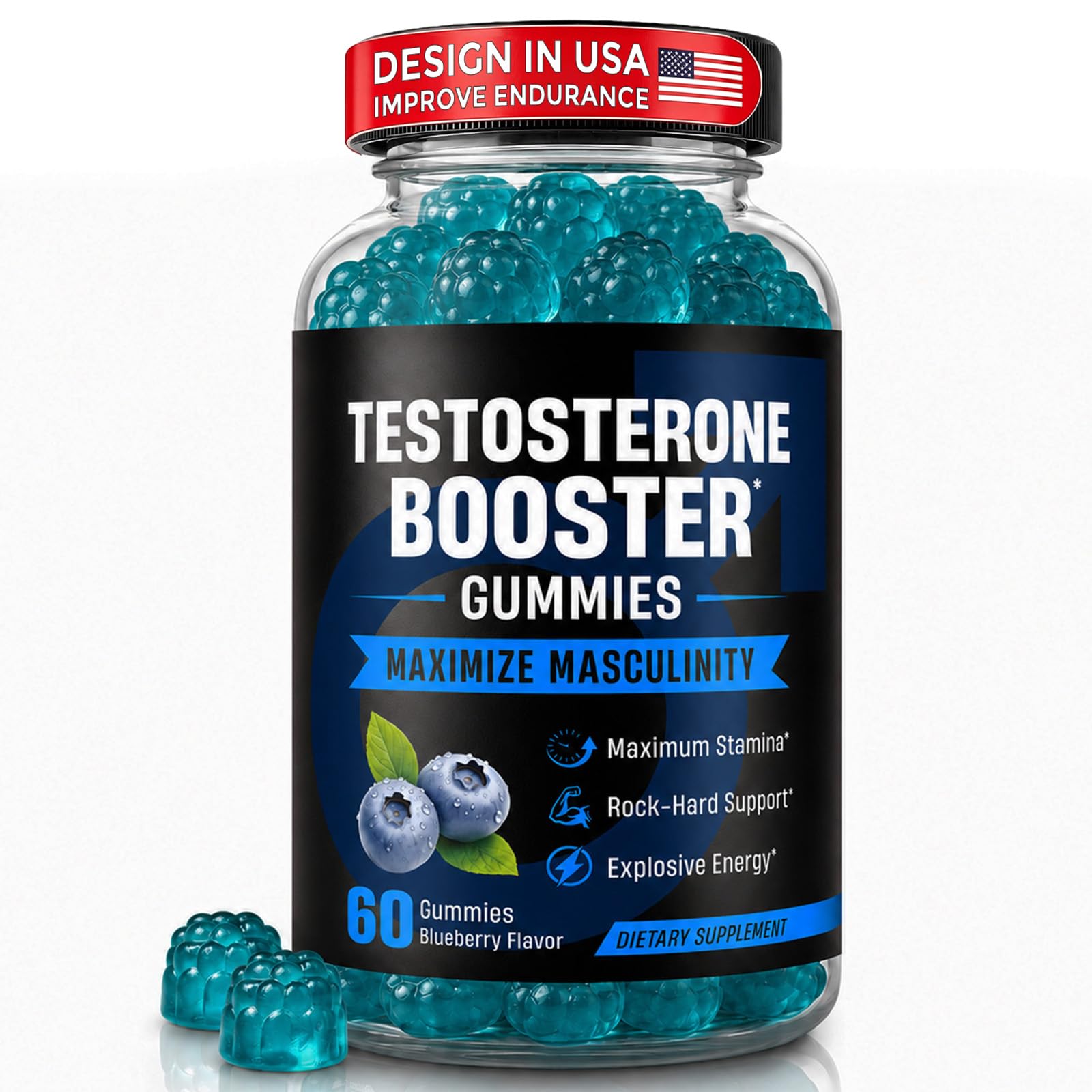 VIOFAIRY Testosterone Booster Gummies, Male Performance Support, 60 Count