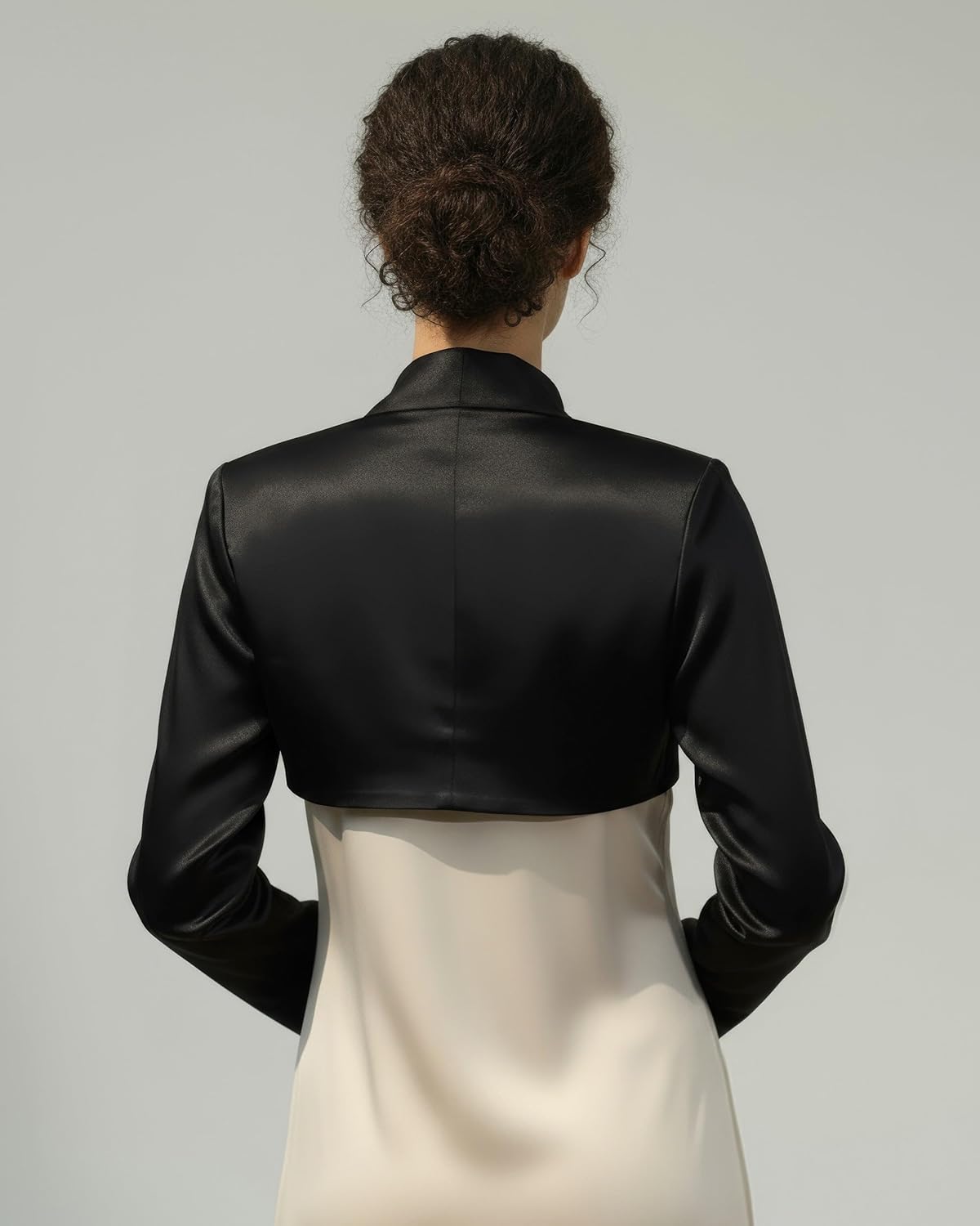 BOLEROSE Formal Long Sleeve Satin Bolero Shrug - Image 4