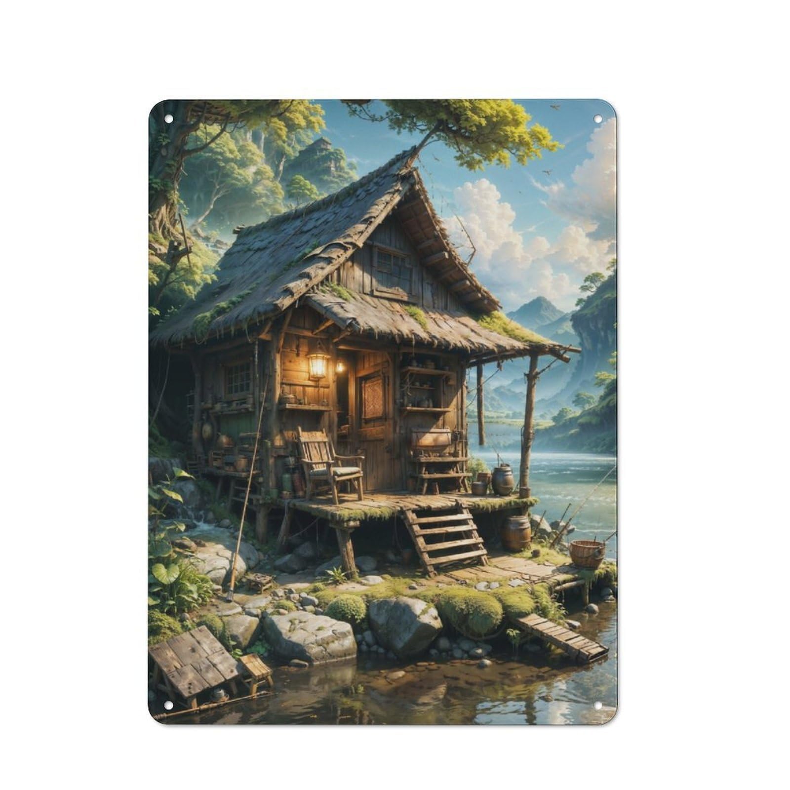 Junmoney Fantasy Enchanted Cabin Metal Wall Sign 40X30cm Featuring For Bar Or Restaurant, For Bar Decor Enthusiasts