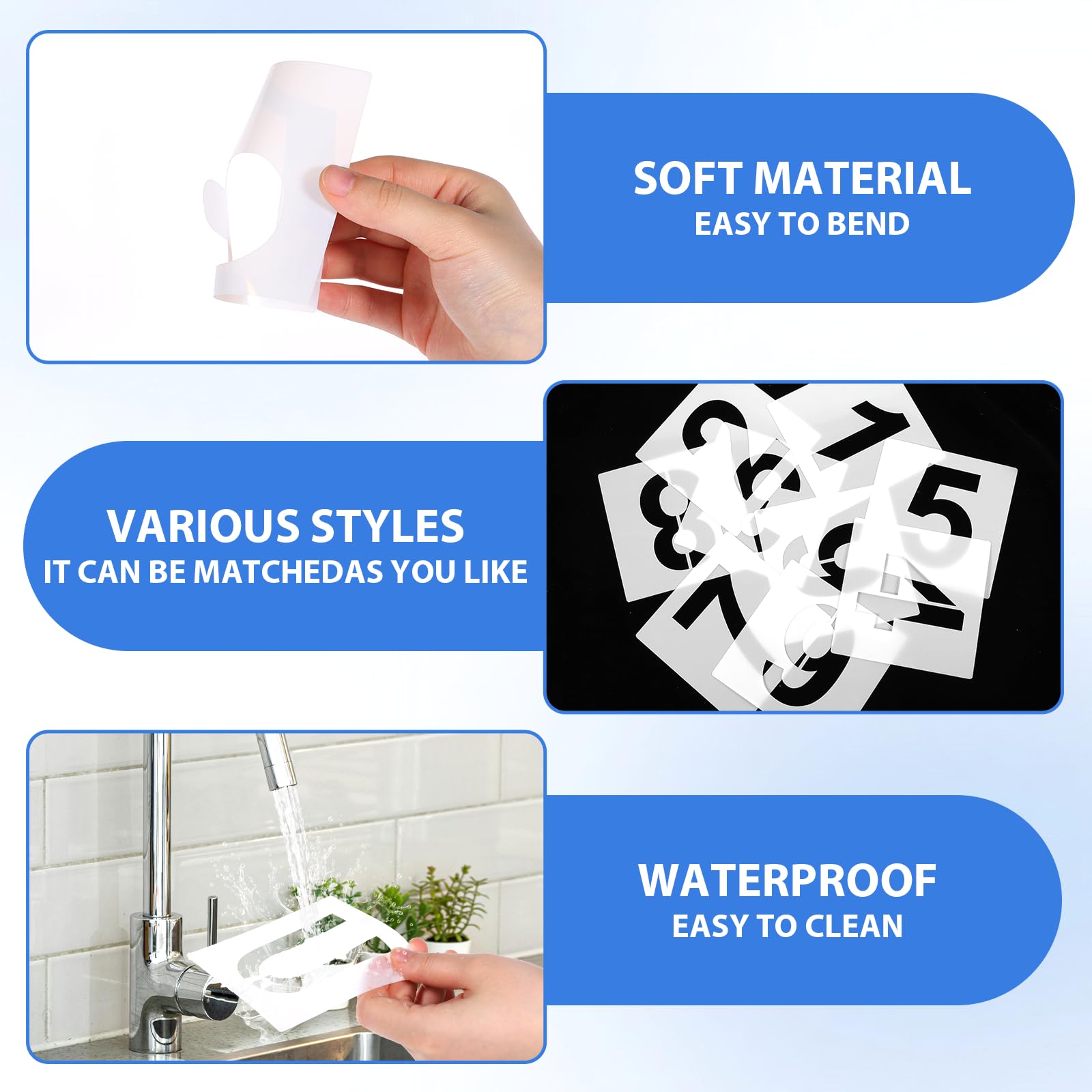 Piriuuo 36 Pcs Letter Stencils 4 Inch, Flexible Letter Stencils for Painting DIY Crafts Reusable & Washable Number Stencil 4 Inch on Wall Paper Wood Floor Fabric - Image 3