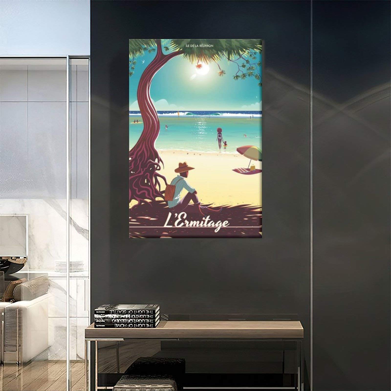 Affiche Toile La Réunion Rétro 40x60 Cm Sans Cadre | Décoration Murale Voyage, Style Vintage | Pour Salon, Bureau, Chambre