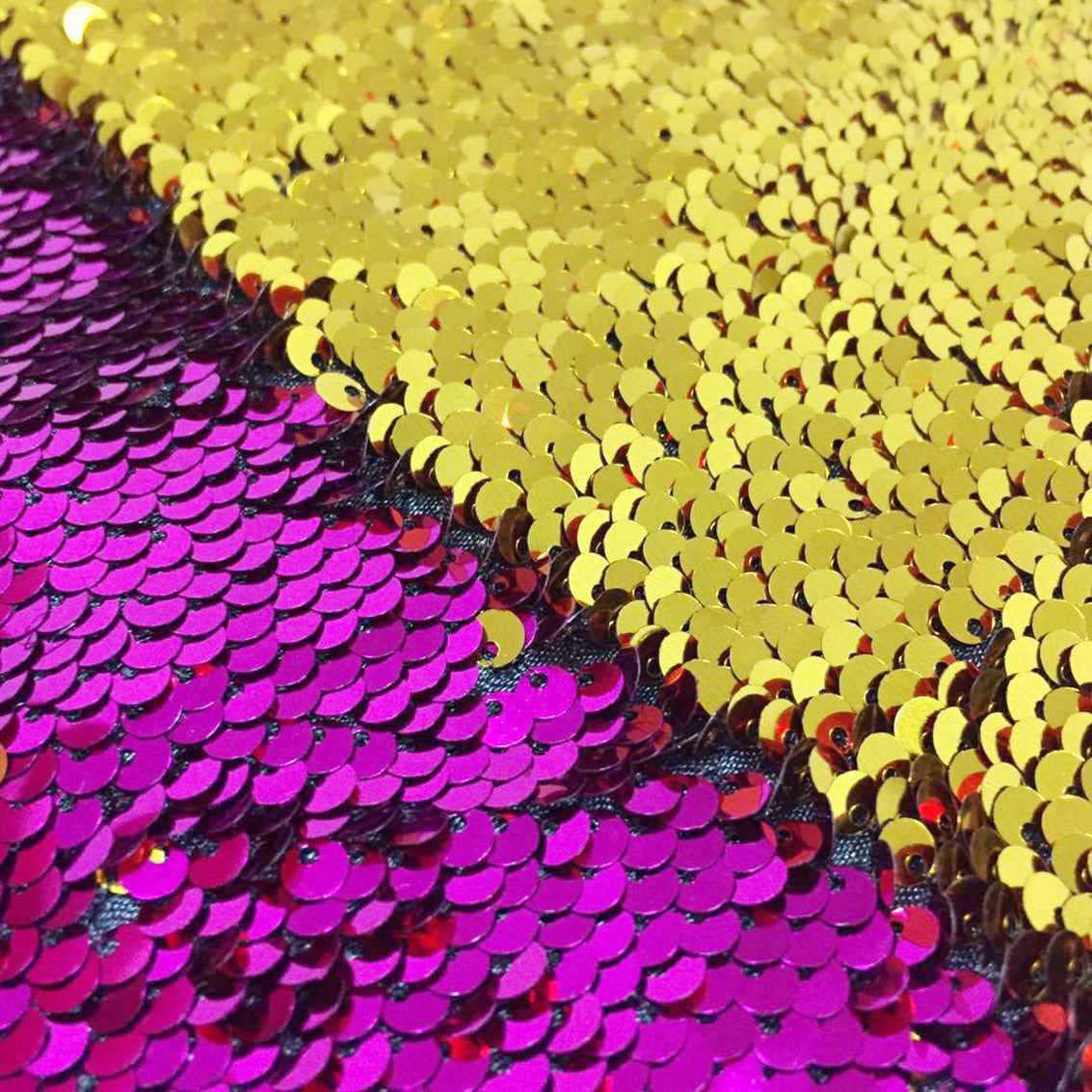 DUOBAO 36" Wide Reversible Fuchsia/Gold Sequin Fabric | Sparkling Mermaid Sequins for Crafts, Costumes, Event Backdrops | Non-Slip Backing, Premium DIY Material by The Yard